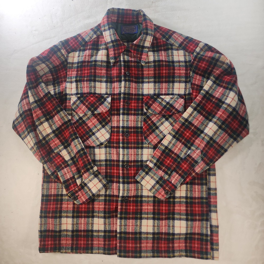 Pendleton Vintage Wool Board Shirt Stewart Dress Tartan Plaid Mens Medium USA - Picture 2 of 8